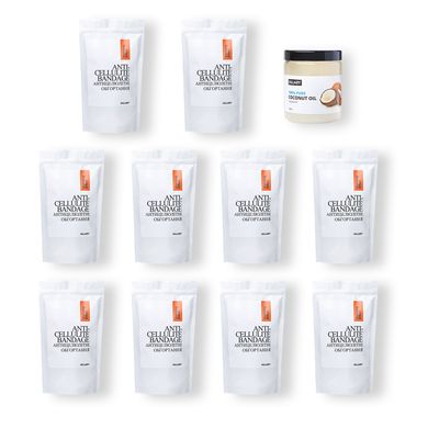 Complex of warming anti-cellulite body wraps Hillary Anti-Cellulite Pro (10 pack) + Hillary refined coconut oil, 500 ml