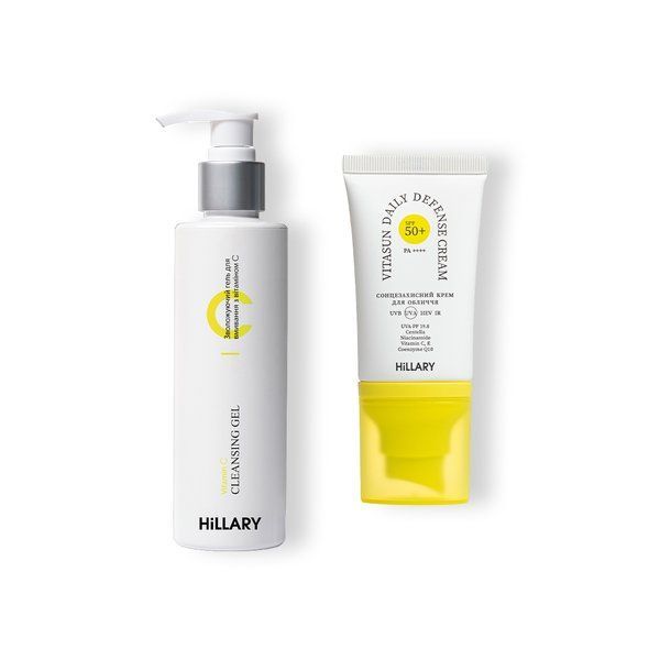 Гель для вмивання з вітаміном С + Сонцезахисний крем для обличчя SPF 50+ - фото №1