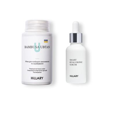 Ubtan for deep moisturizing and scrubbing Hillary BAMBUSA UBTAN, 100 g + Hyaluronic serum Hillary Smart Hyaluronic, 30 ml